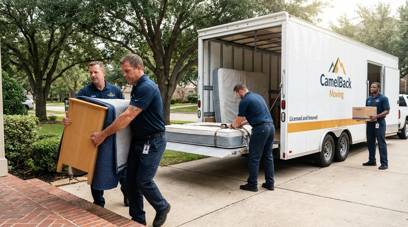 Crew loading residential truck for cross-state move from La Salle, IL