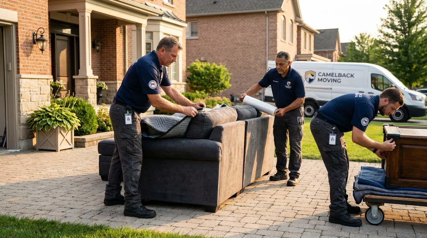 Large estate moving crew wrapping furniture in La Salle, IL