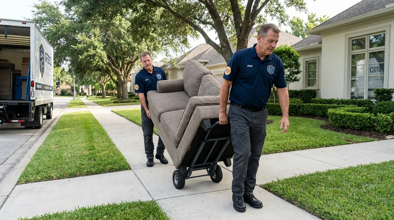 Local residential moving crew loading furniture in La Salle, IL